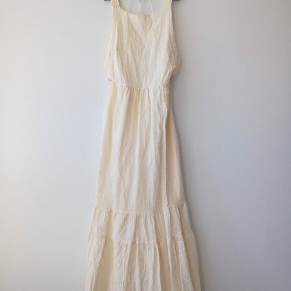 Zara Cream Maxi Dress XS | Open Back Strappy Tiered Summer Dress - Picture 1 of 6